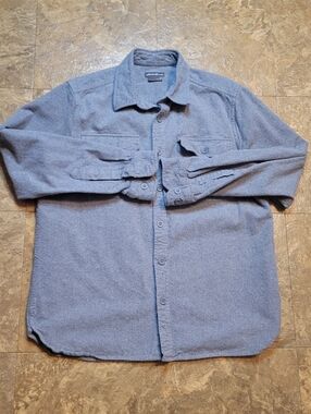 Eddie Bauer Double Brushed Chamois Shirt Mens Medium M Gray Long Sleeve Flannel